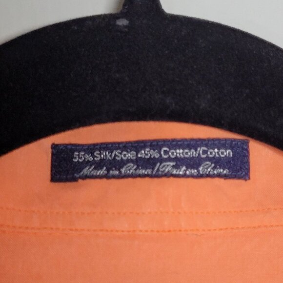 Lincs Silk Blend Peach Coral orange long sleeve Button up Mens Size large - Picture 5 of 13